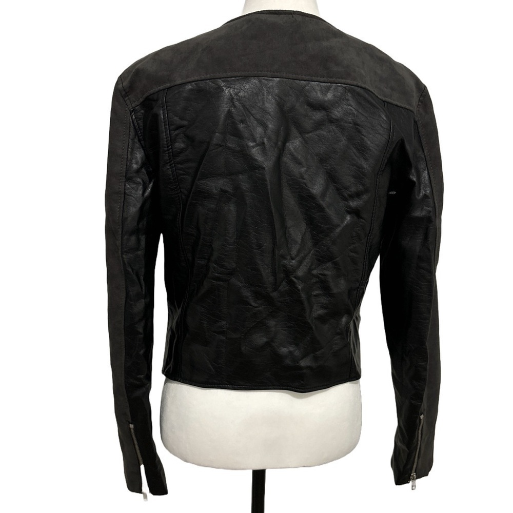 Divided Women’s Moto Jacket Faux Leather and Suede Black and Dark Gray. 12 - Picture 3 of 8